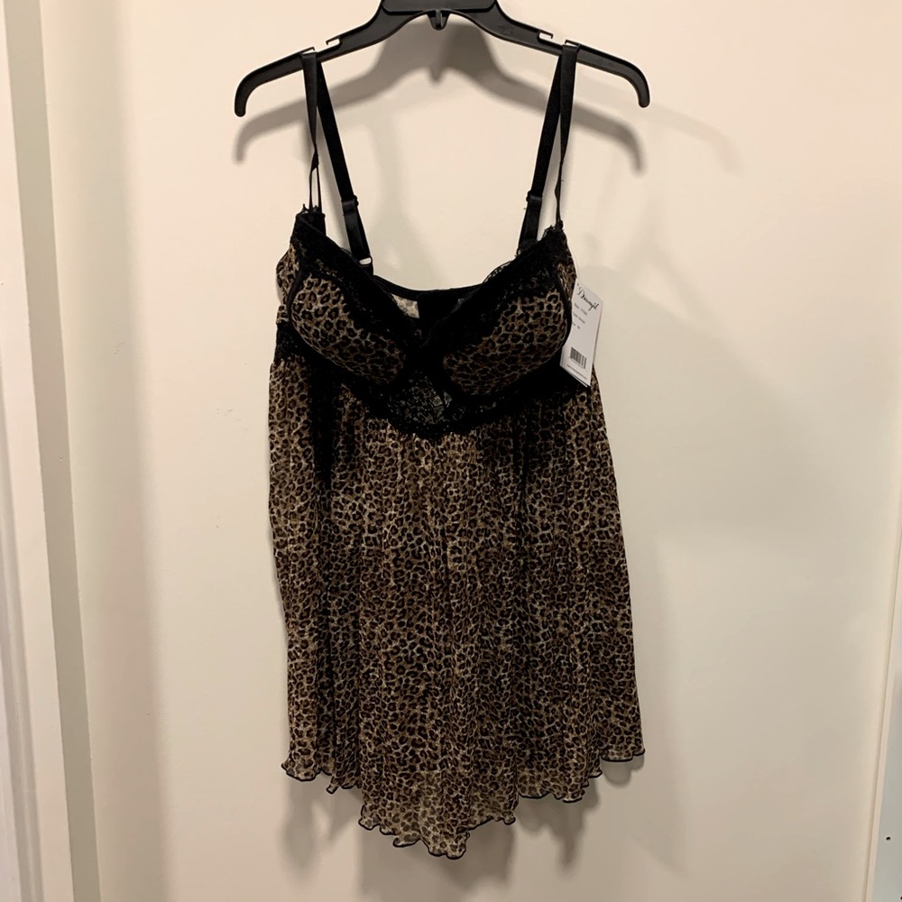 Dreamgirl lingerie NWT leopard & lace babydoll 3x